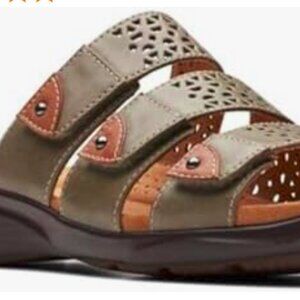 Clarks Womens Kitly Walk Brown Slide Sandals Shoes Size 7 New